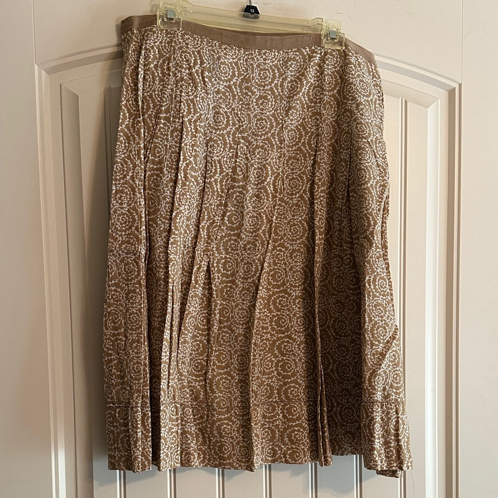 Liz Claiborne Brown and White Patterned A-Line Skirt